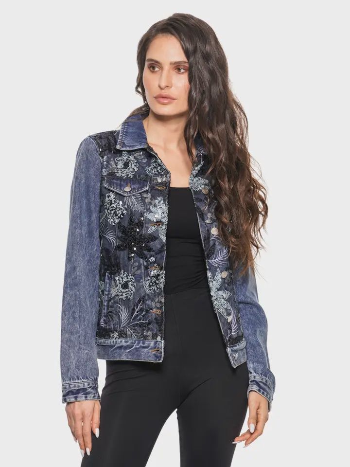 Adore Floral  Denim Jacket with Sequins