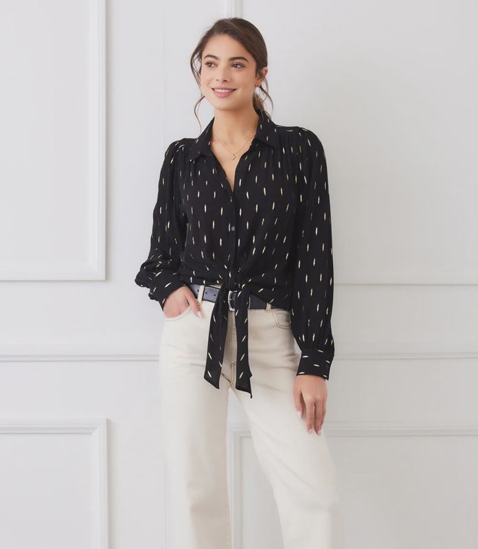 Long Sleeve Tie Front Top