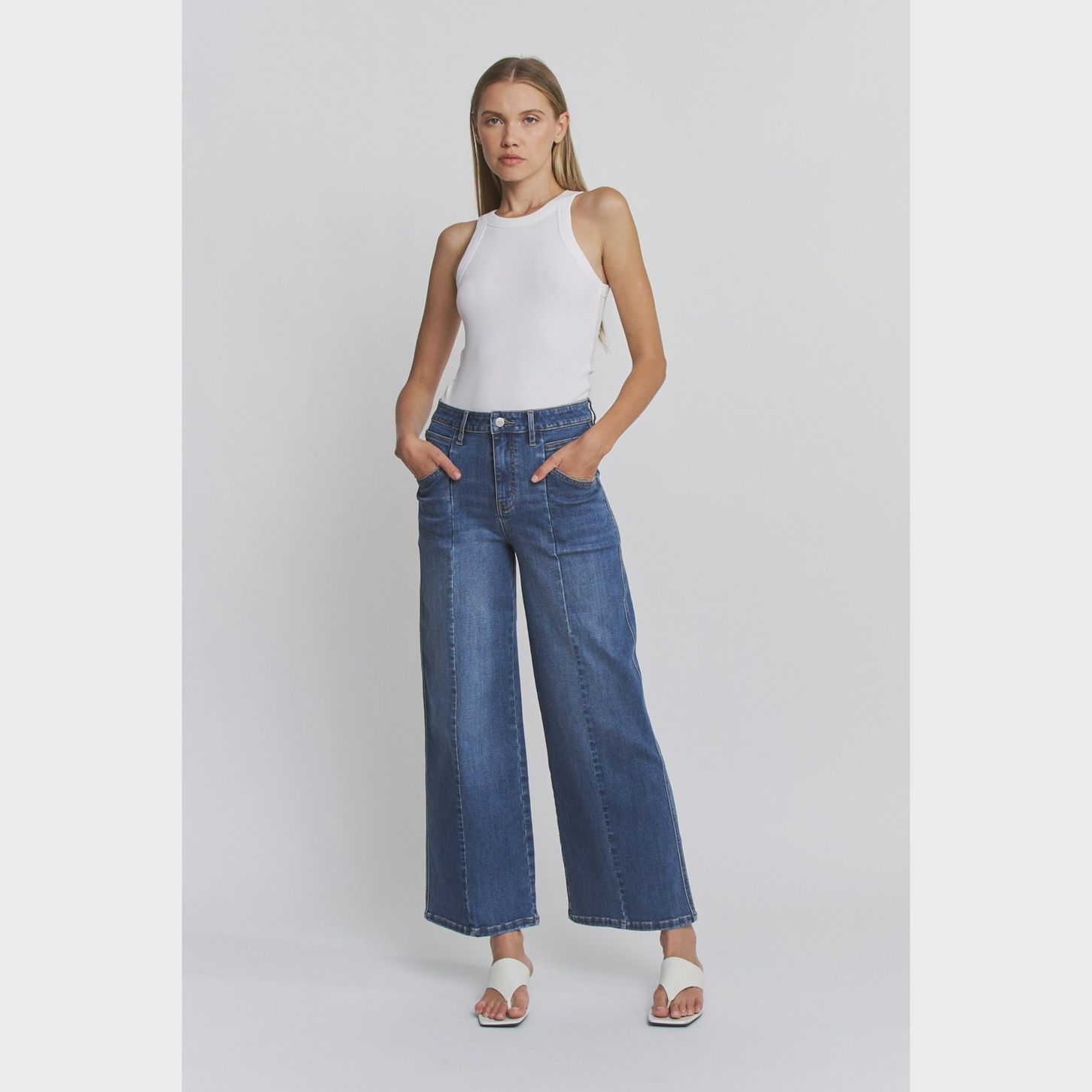 mica denim High Rise Wide Legged Jeans