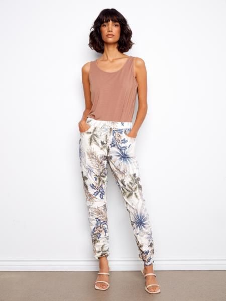 Charlie B. Printed Crinkle Jogger Pants - Hawaii
