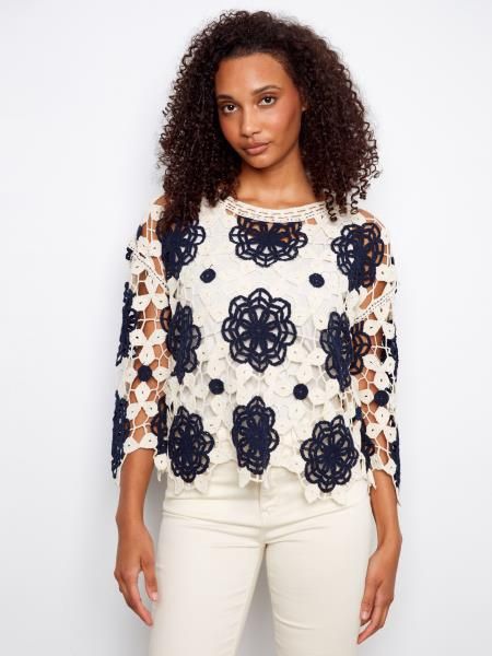 Charlie B. Crochet Flower Blouse