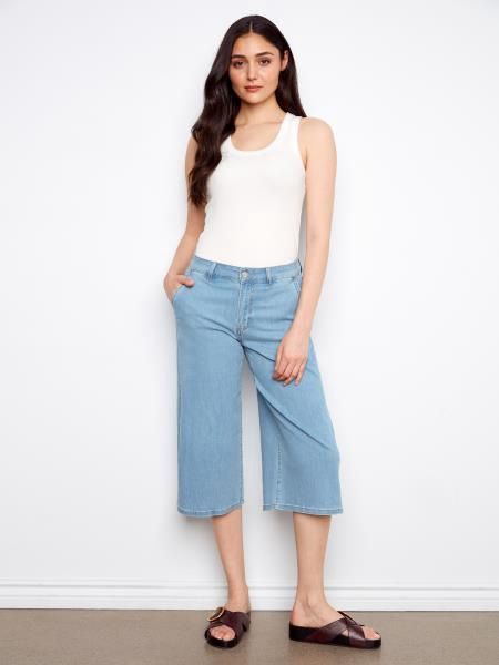 Charlie B. Cropped Denim Palazzo Pants