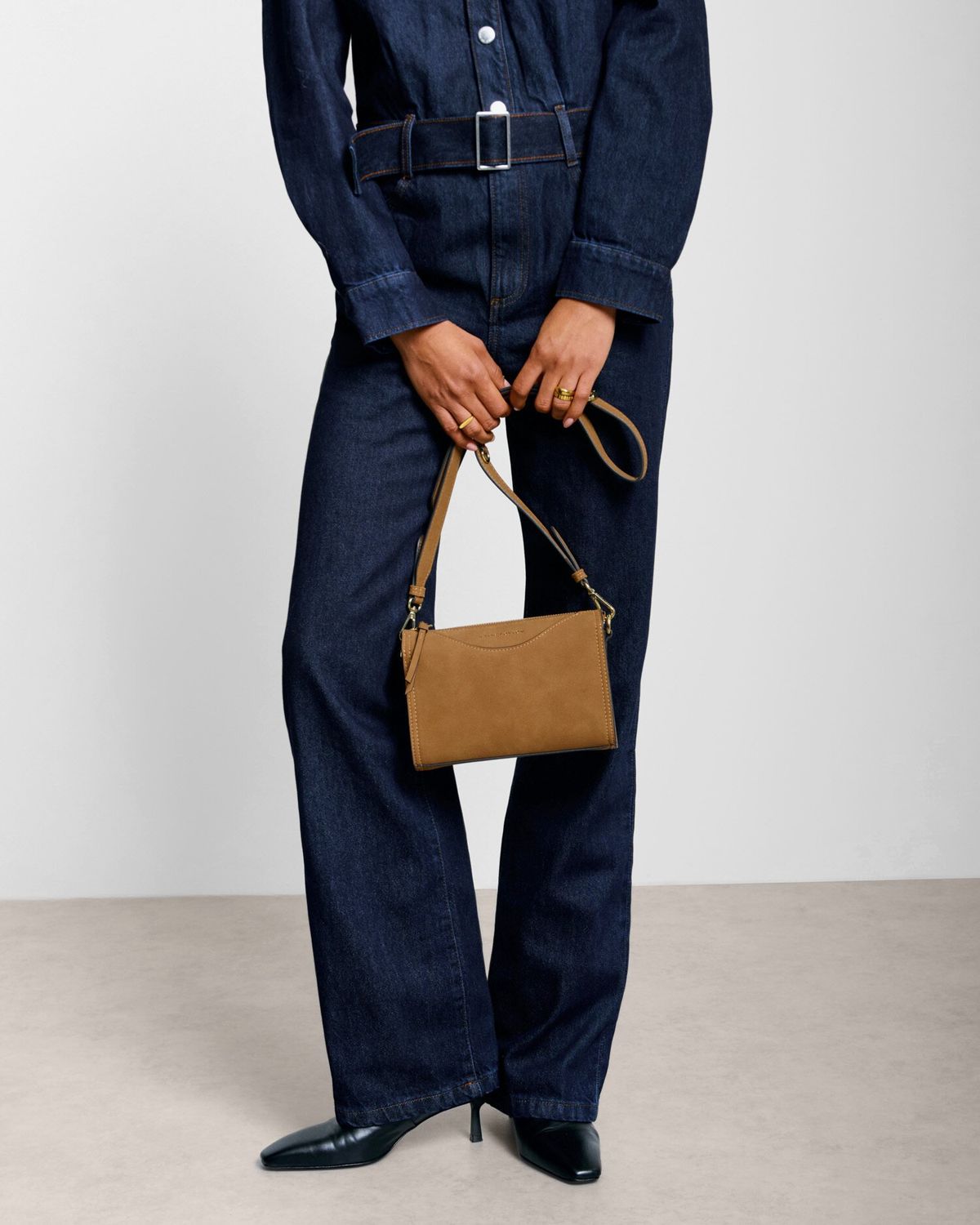 Alba Suedette Crossbody - Caramel