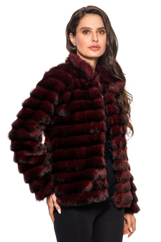 Burgundy Faux Fur Coat