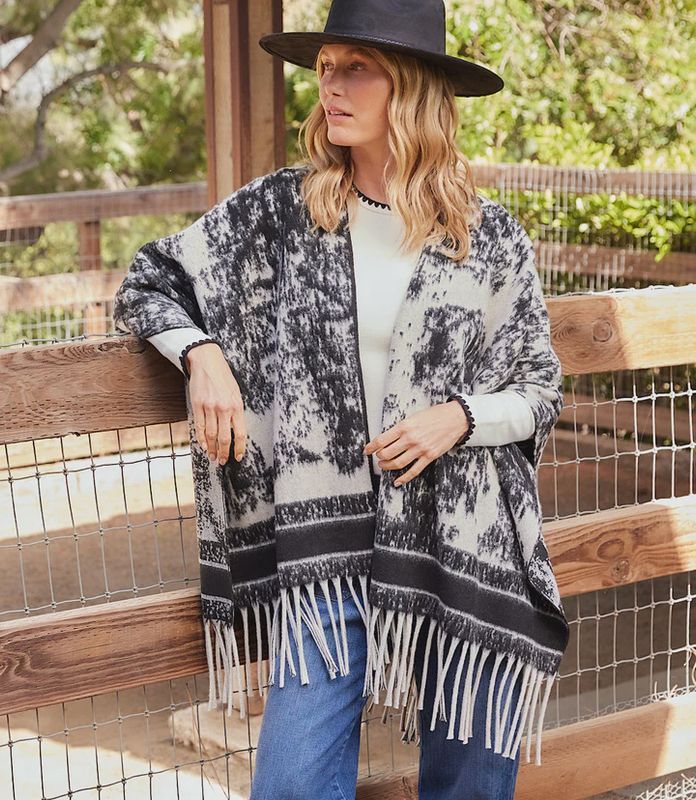 Karen Kane Fringe Poncho