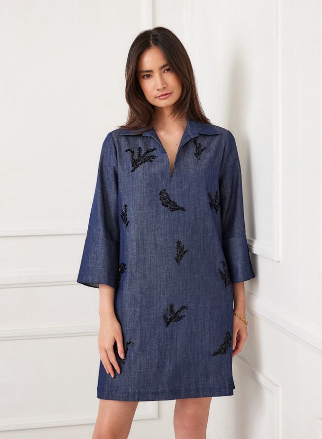 Karen Kane Embellished Cuff Sleeve Dress