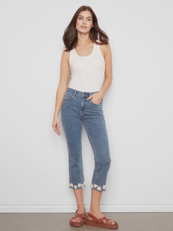 Charlie B. Flare Leg with Floral Trim