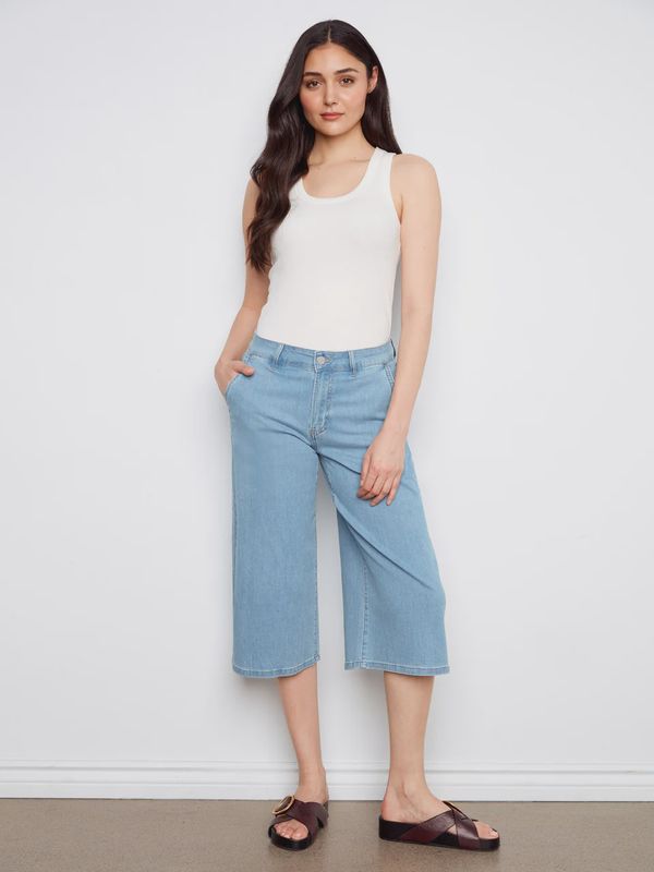 Charlie B. Cropped Denim Palazzo Pants