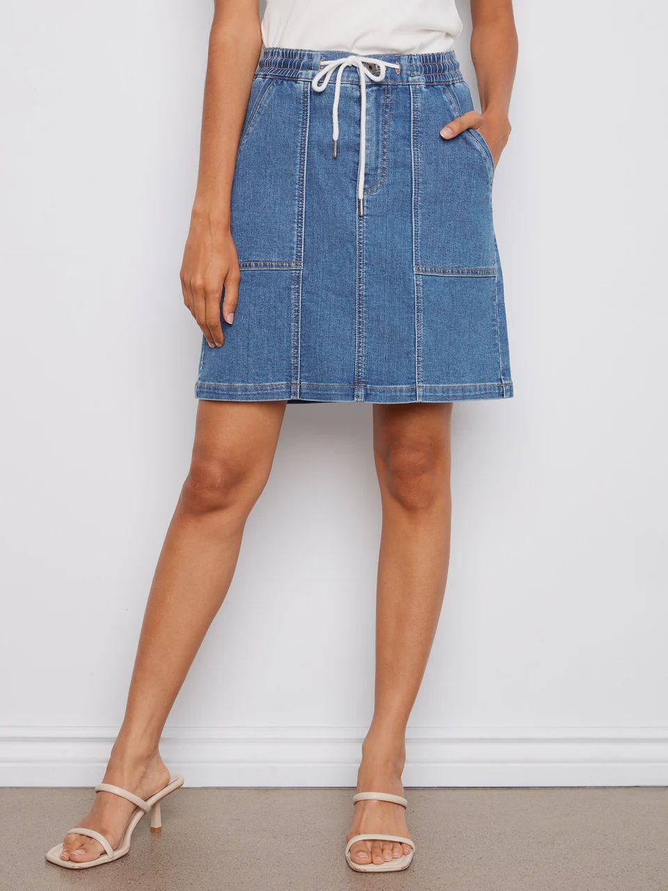Charlie B. Drawstring Denim Skort