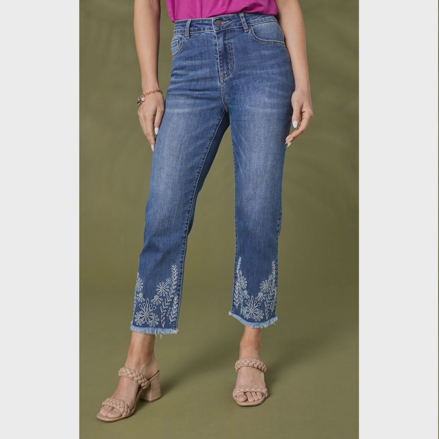 Bambu Soft Straight Jeans with Floral