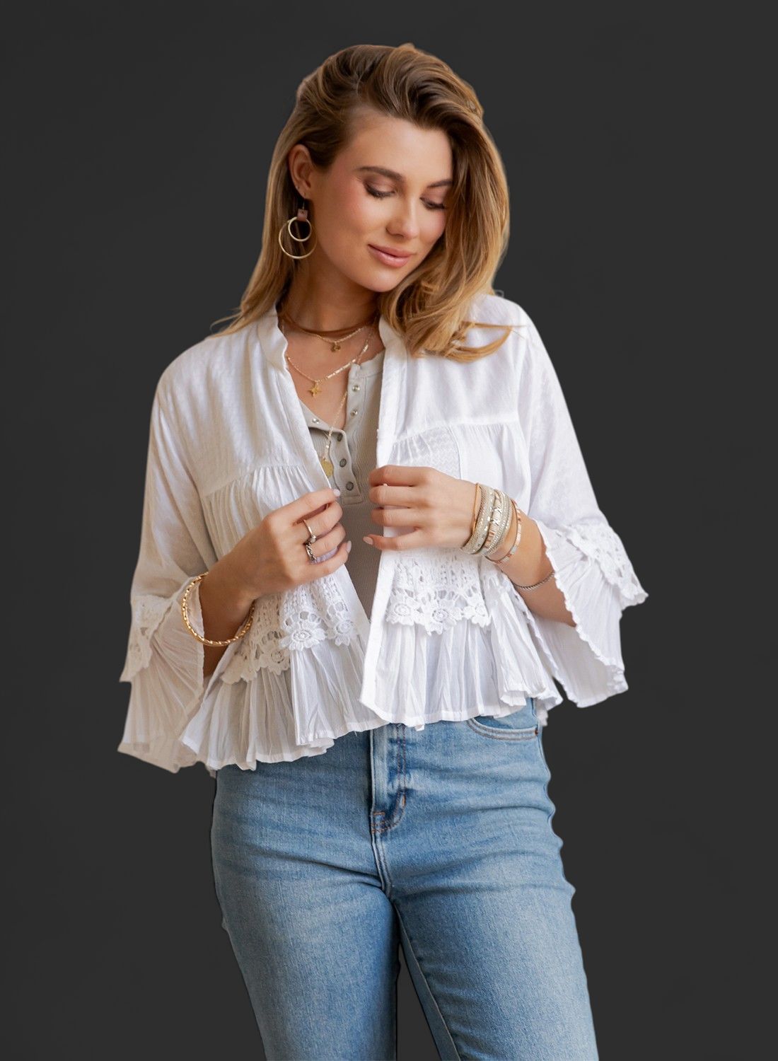 Young Threads Boho Patchwork Shrug