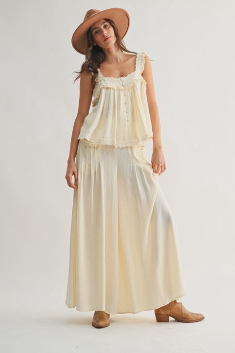 Camellia Palazzo Pants with Ruffle