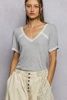 POL Willow Lace Knit Top, Colour: Dove Grey, Size: S
