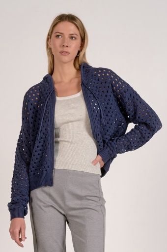 ELAN Full Zip Sweater Cardigan, Colour: navy, Size: S