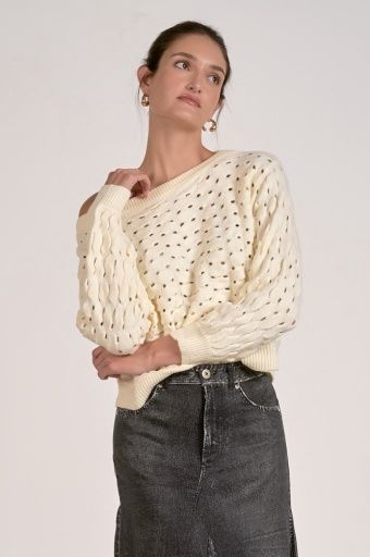 ELAN Sweater, Colour: Natural, Size: XS