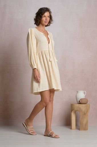 The ELAN Tassel Dress, Colour: Natural, Size: XS