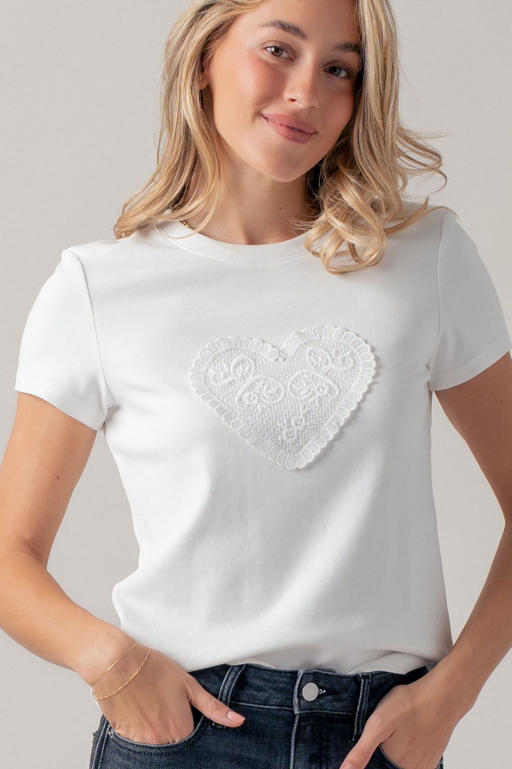 Forever Yours Lace Heart Patch Tee