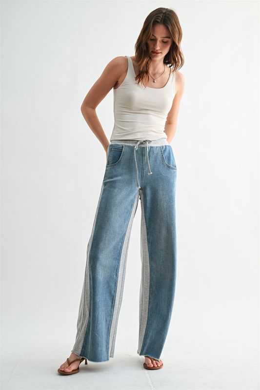 Mica Mixed Panel Denim Joggers