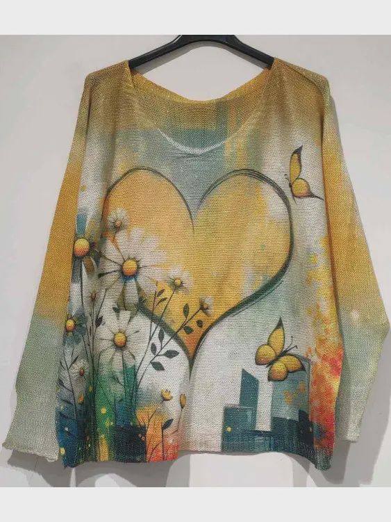 LOOWIE Sweater, Style: Yellow Heart