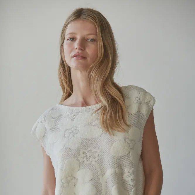 Textured Floral Knit Sweater