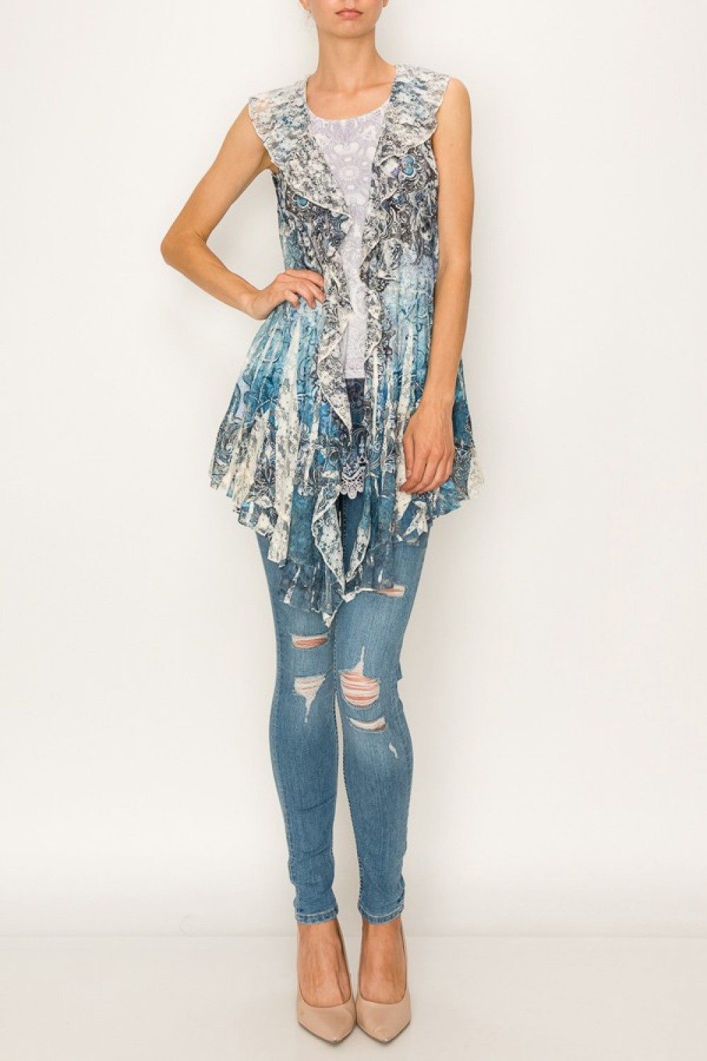 All Lace Vest with Ruffles