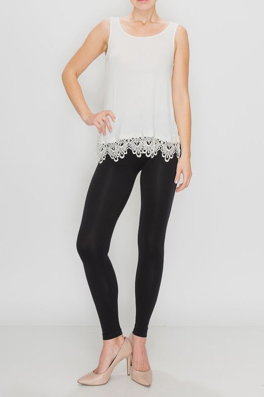 Tank Top with Lace Trimming