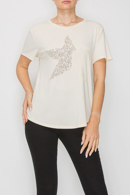 Lace &amp; Sequin Star Soft Tee