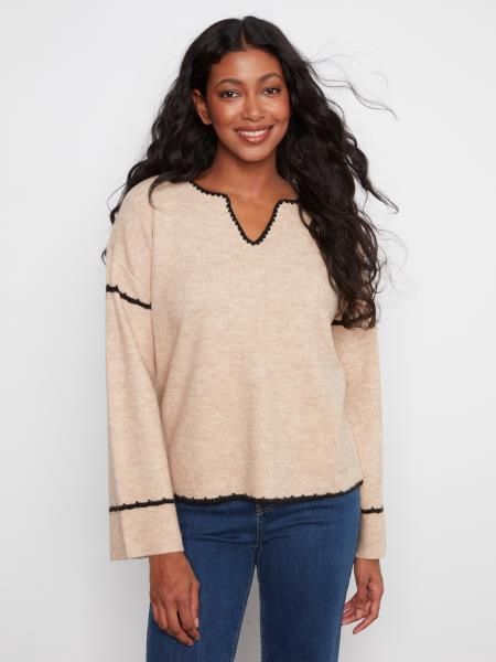 Charlie B. Ribbed Sweater with Notch