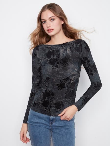 Charlie B. Flocked Jersey L/S Top