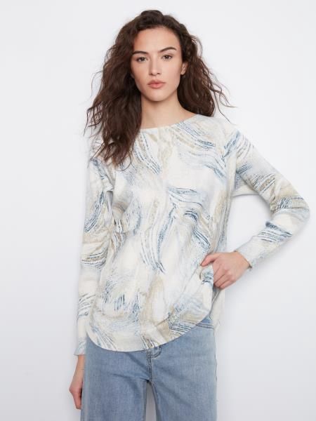Charlie B. Long Sleeve Printed Boatneck