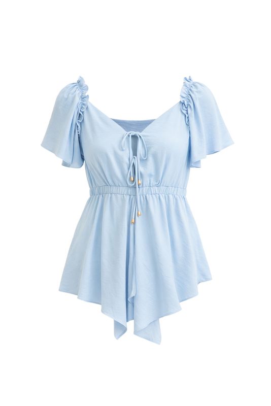 Silky Drape Ruffle Top