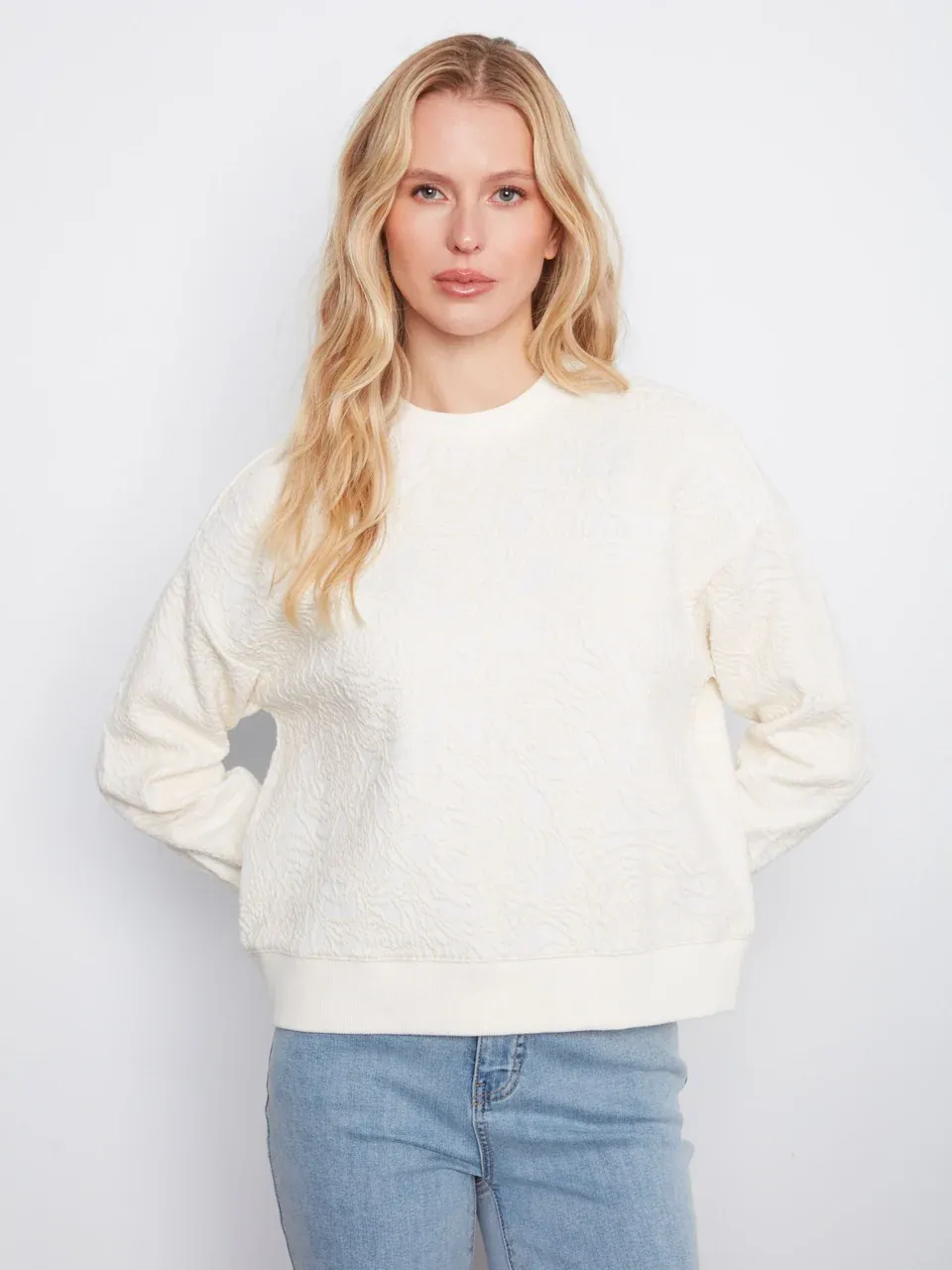 Charlie B. Floral Flocked Sweater