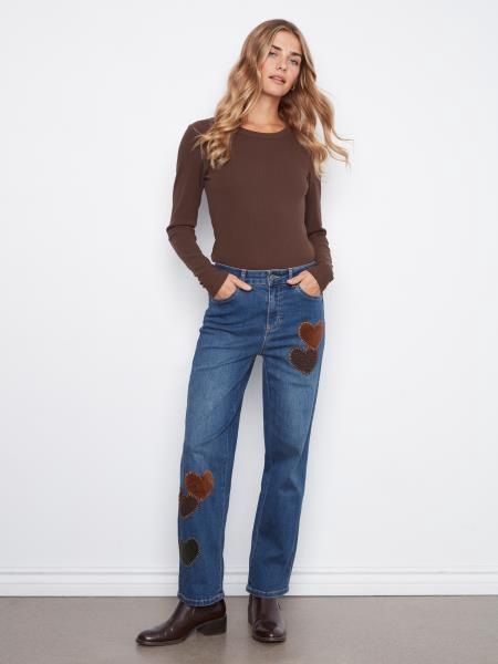 Charlie B. Emb. Heart Jeans