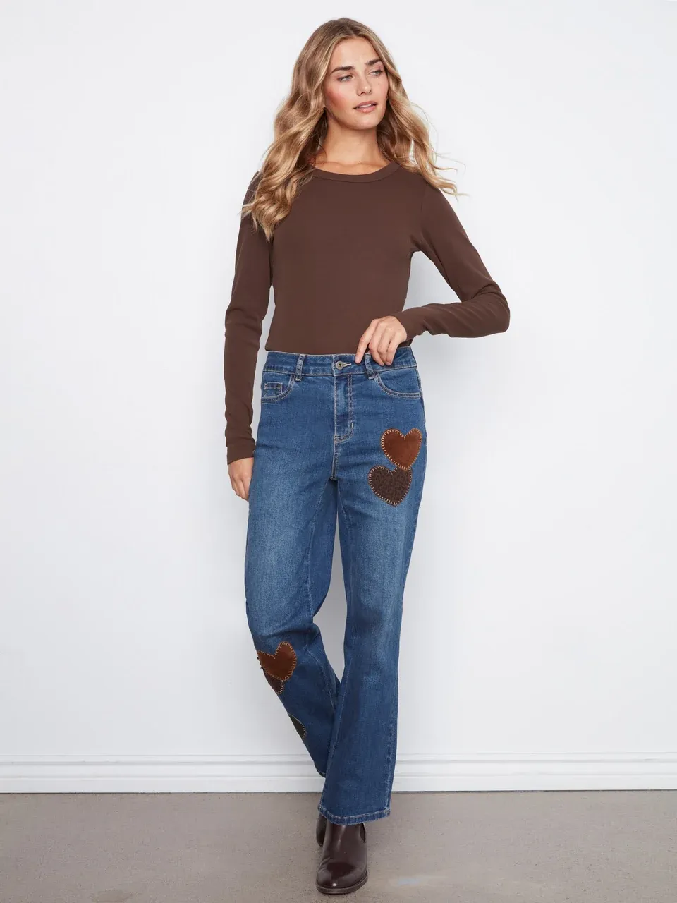 Charlie B. Emb. Heart Jeans
