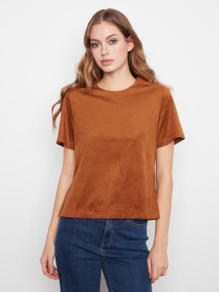Charlie B. Faux Suede Short Sleeve Top