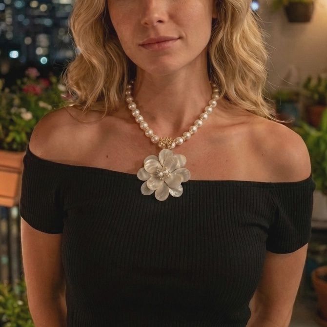 Mother of Pearl Flower Necklace