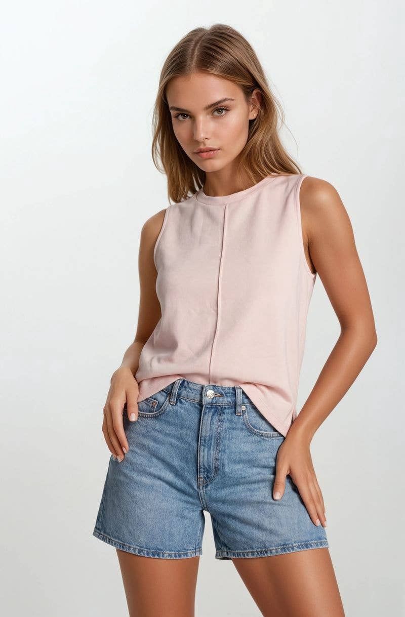 Buttery Soft Brushed Modal Sleeveless Swing Top, Color: Blush, Size: M