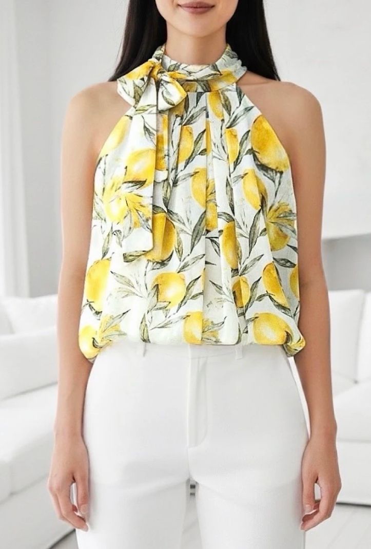 Italian Lemon Halter Blouse