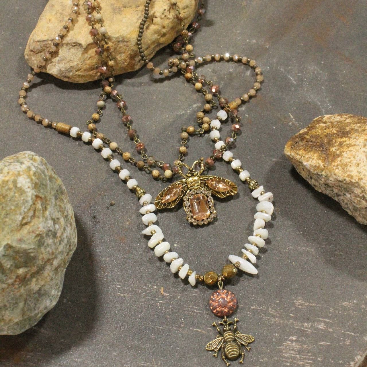 Buzzing Along Blush Layered Necklace