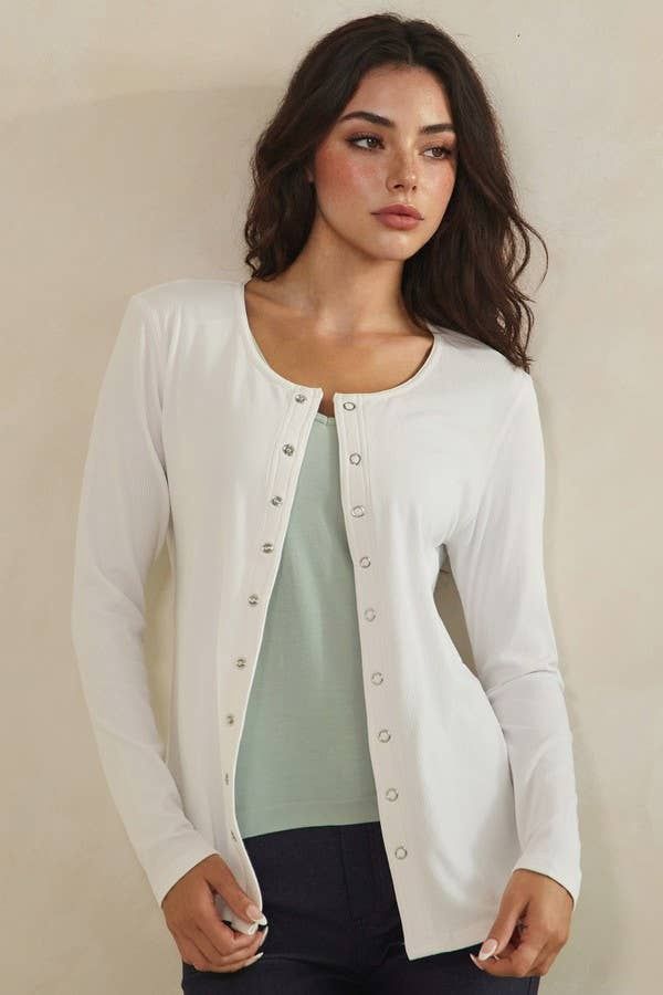 Pure Comfort LuxeAir Cardigan, Color: White, Size: M