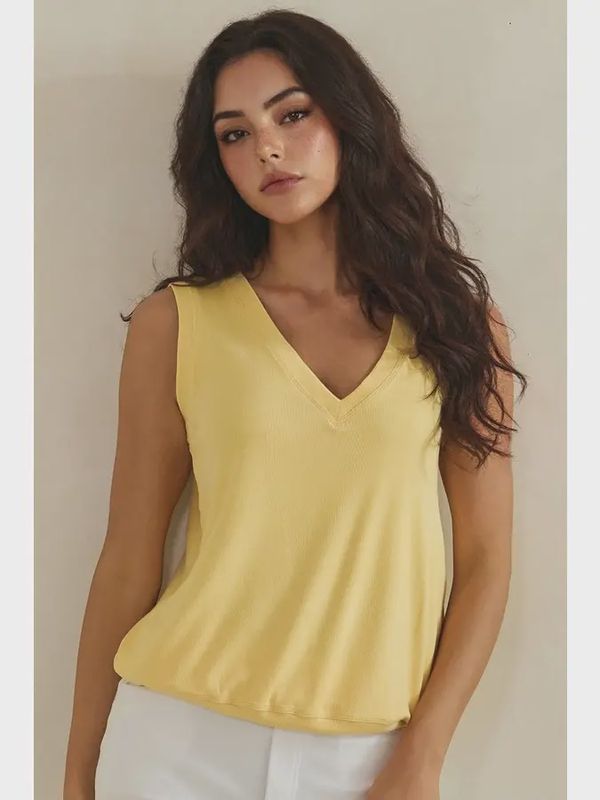 LuxeAir Ribbed Relaxed V-Neck Tank Top
