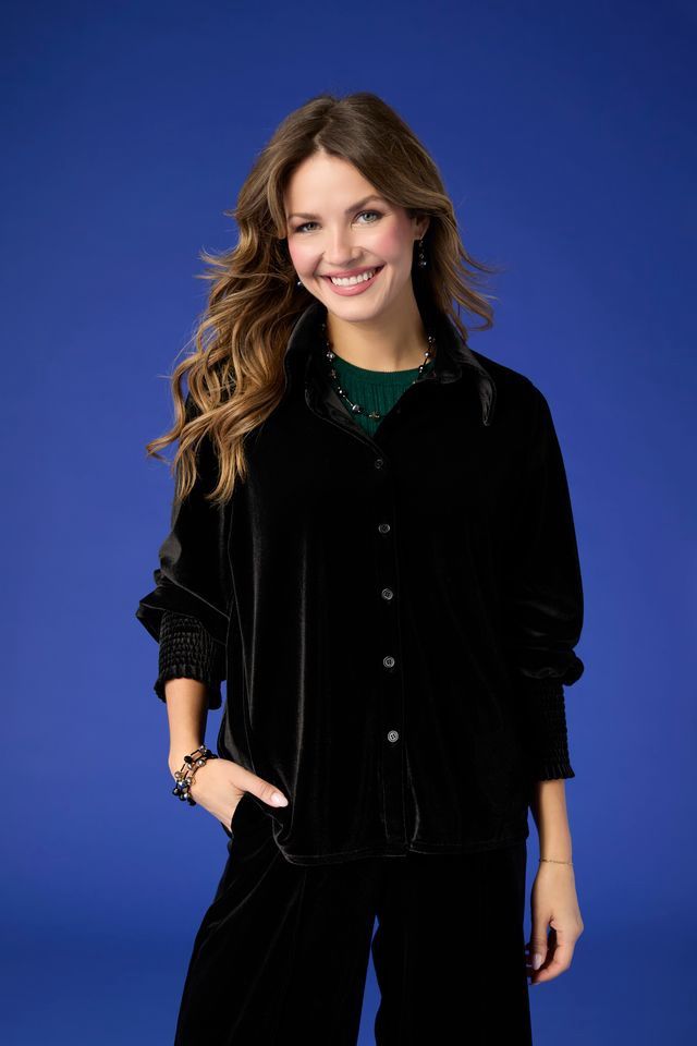 Coco &amp; Carmen Elaine Velour Collared Top