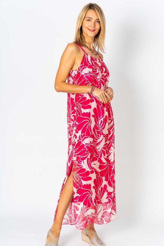 Flower Printed Silk Dress