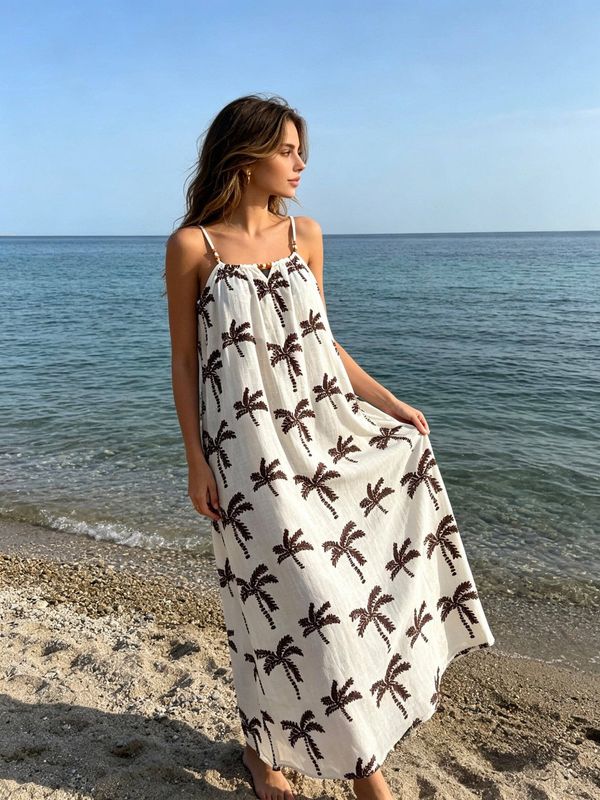 Palm Print Summer Dress