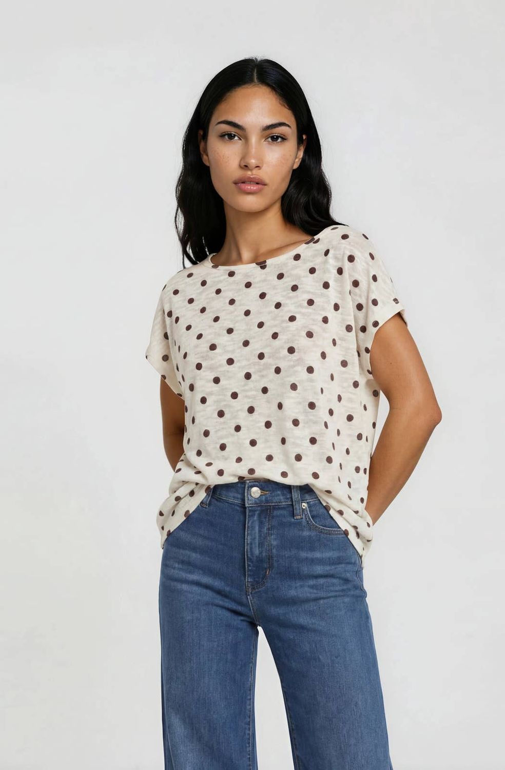 Polka Dot Front Twist Tee, Size: M