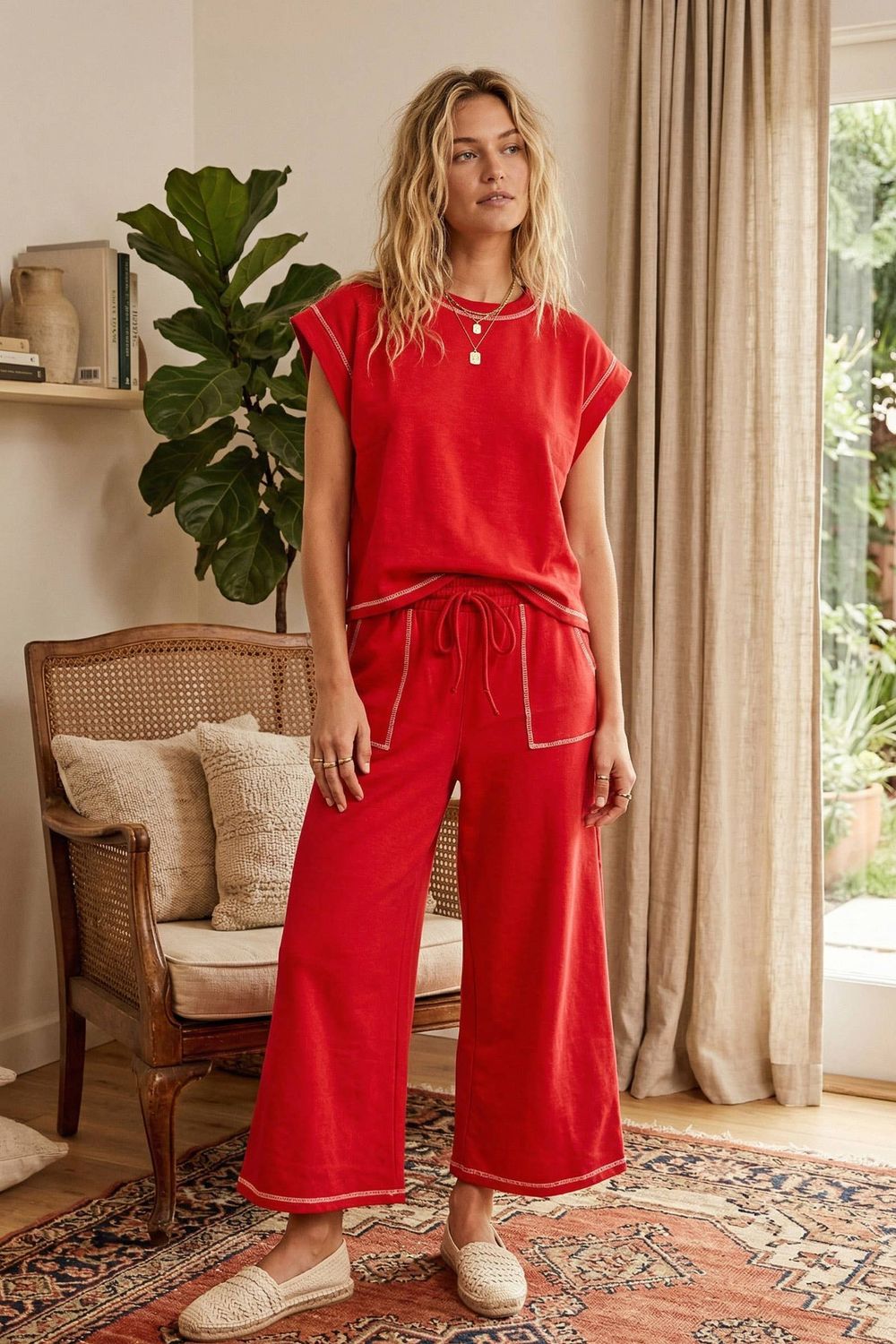 Scuba  Stitch Lounge Set, Color: Red, Size: M