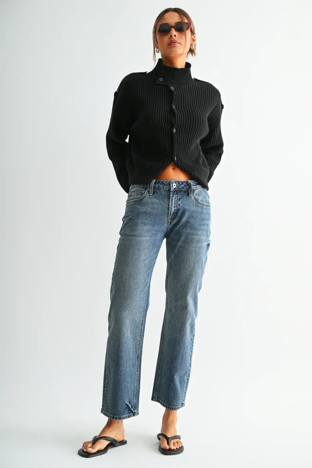 Mica Denim Mid-Rise Straight Leg Jeans