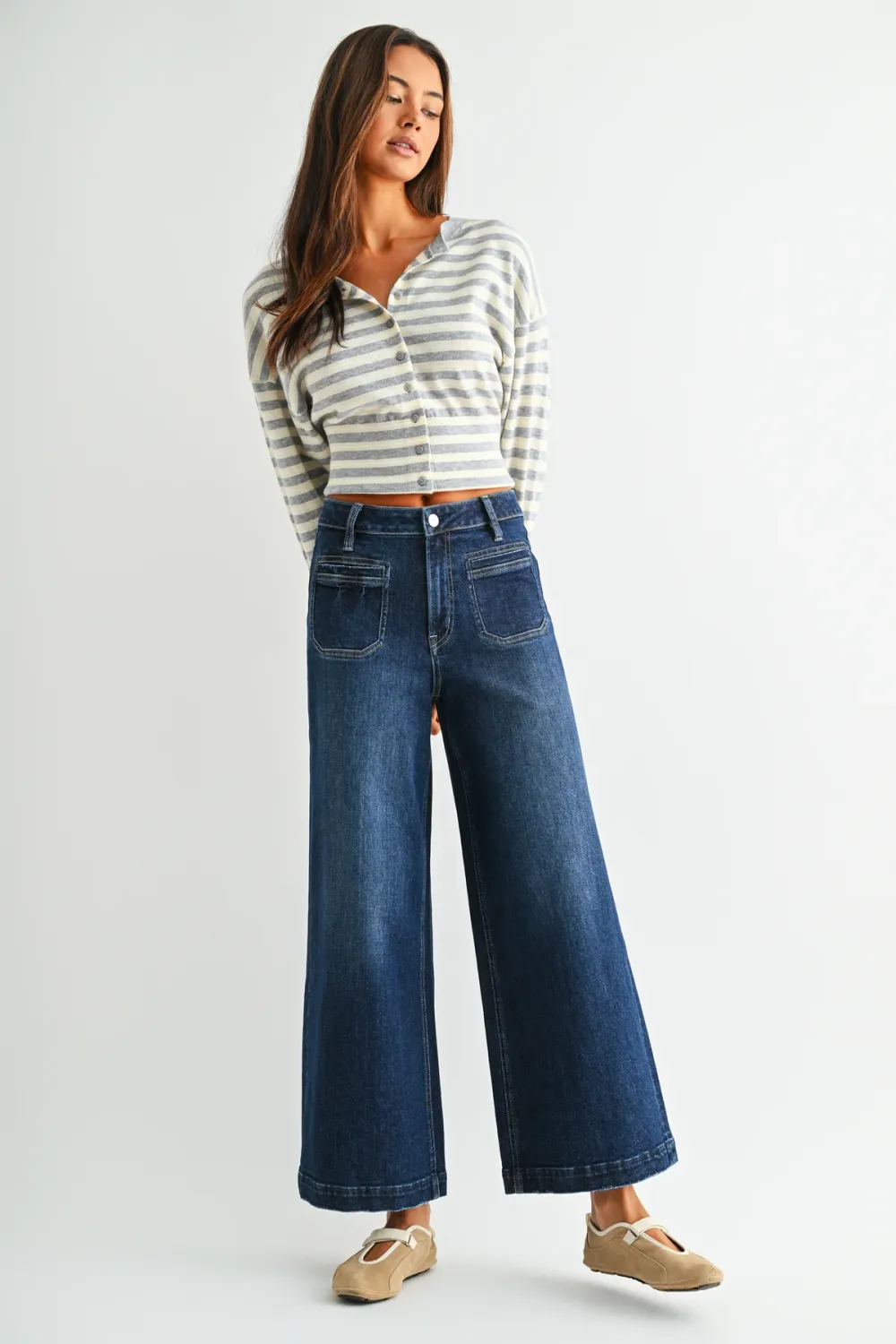 Mica Denim High-Rise Ankle Wide Leg Jeans