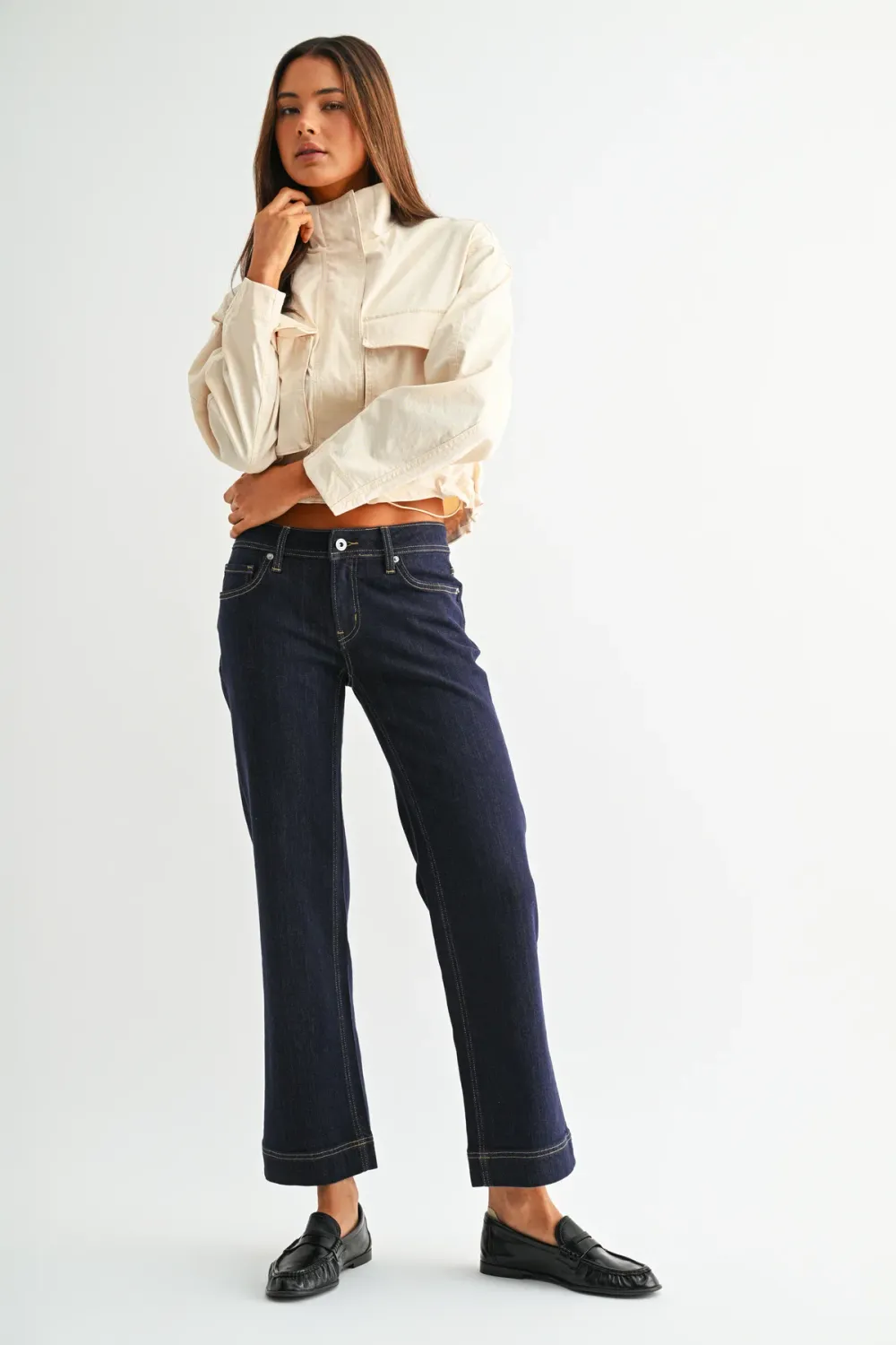 Mica Denim Low-Rise Straight Loose Fit Jeans