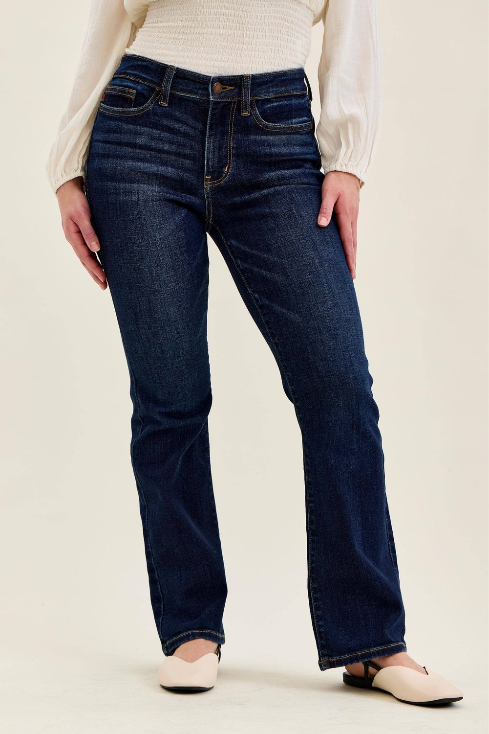 Judy Blue MR Petite Dark Wash Bootcut Jeans, Color: DK, Size: 7(28)